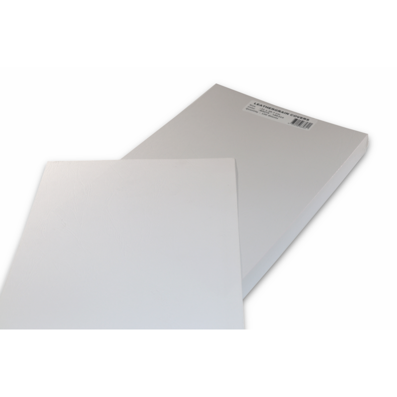 COVERS WHITE PLAIN LEATHERBOAR A4 250GSM 100 PER PACK